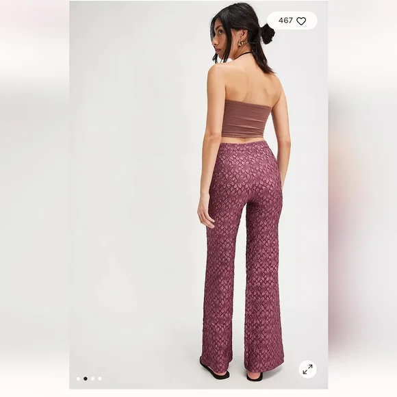 BNWT FREE PEOPLE RUNAWAY FLORAL FLARE PANTS- Size 6 - Picture 2 of 4